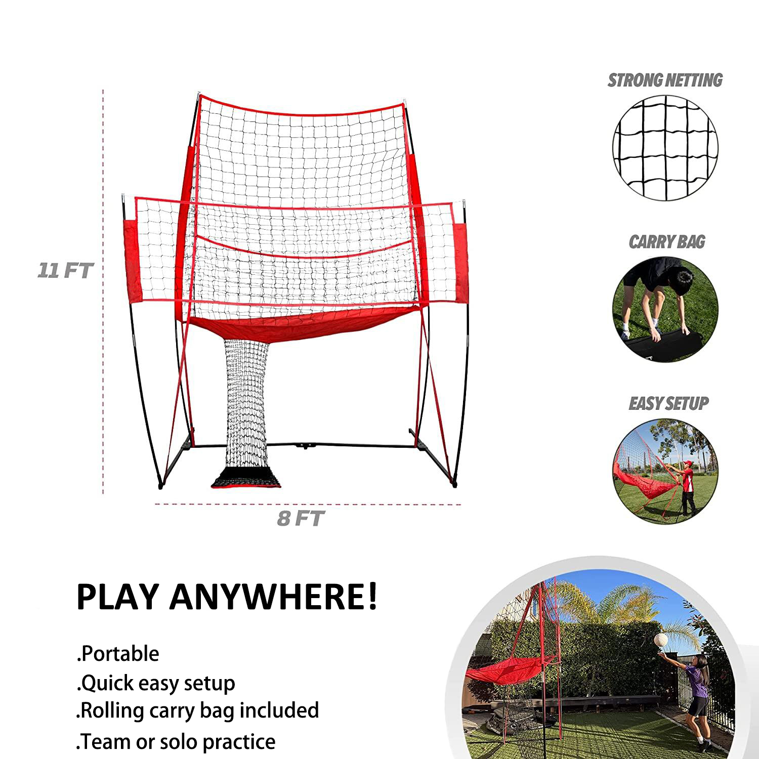 Factory Price Volleyball Net 11*8ft Adjustable Height Volleyball Station Net