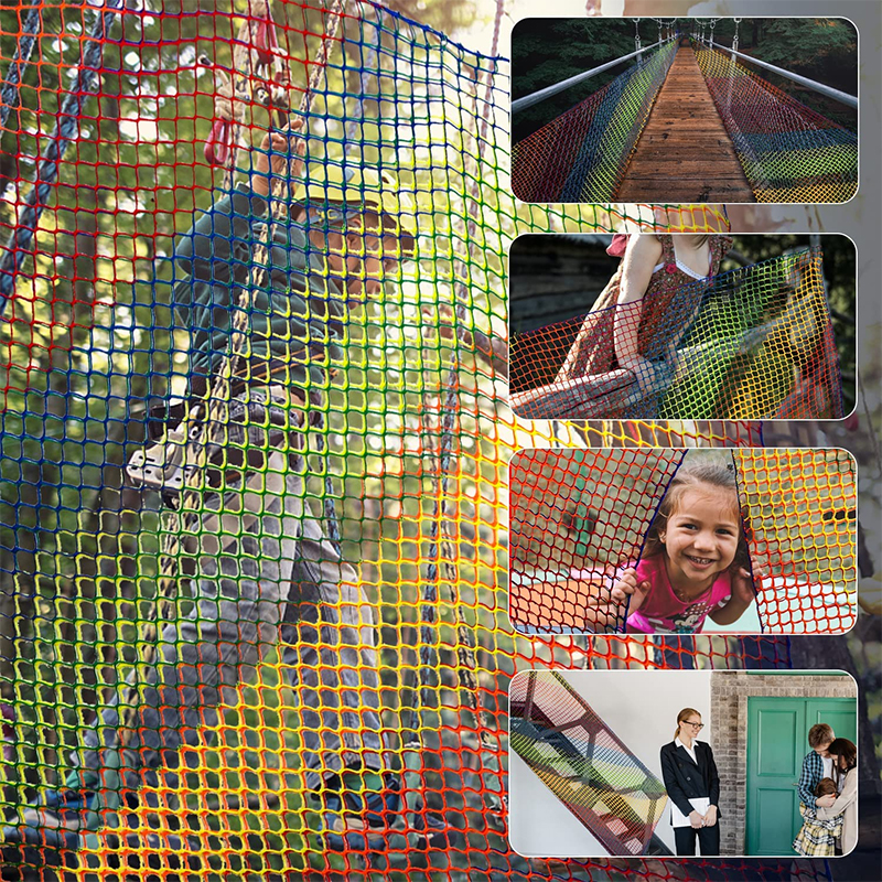 Polyester Knotless Colorful Rainbow Protective Safety Net Or Playground Net for Children 