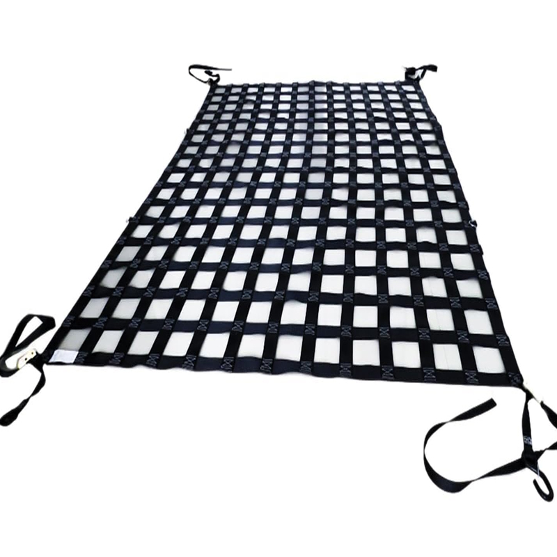 Custom Heavy Duty Black Webbing Cargo Nets for Pickup Trucks with S-Hooks