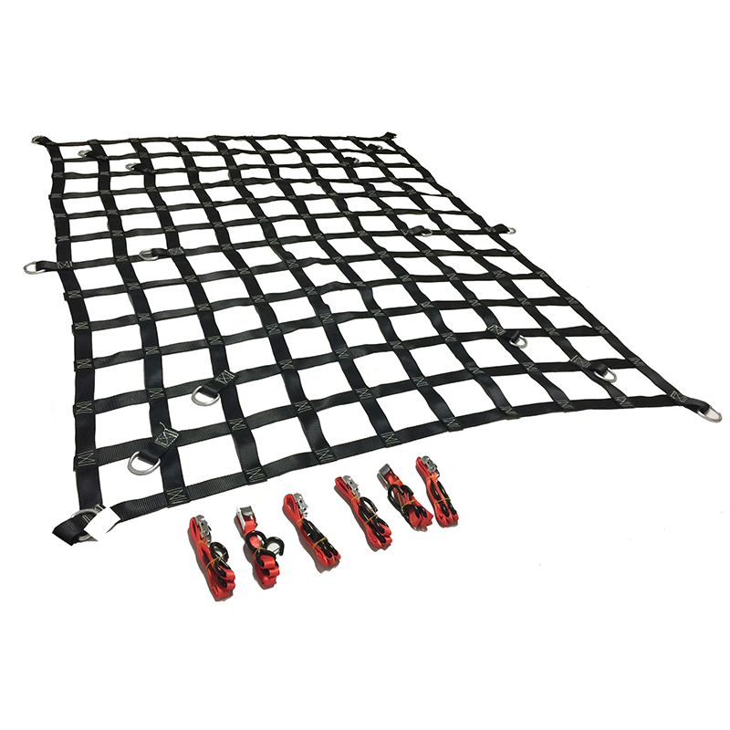 Strong Webbing Cargo Net Climbing Net Mesh Size 10cm or 15cm or 25cm or 30cm With Eyelets And Rachets