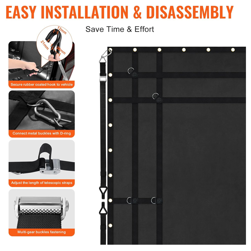 Custom Heavy Duty Waterproof Truck Cargo Net With Adjustable Straps