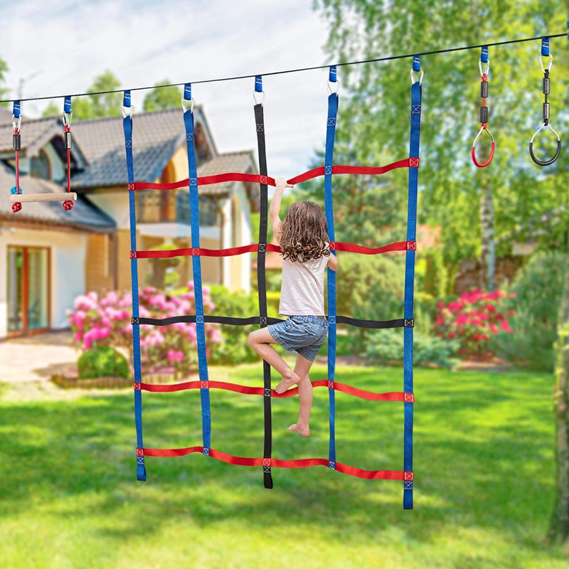Custom Portable Webbing Climbing Net for Kids Play in Outdoor Ninja Activities
